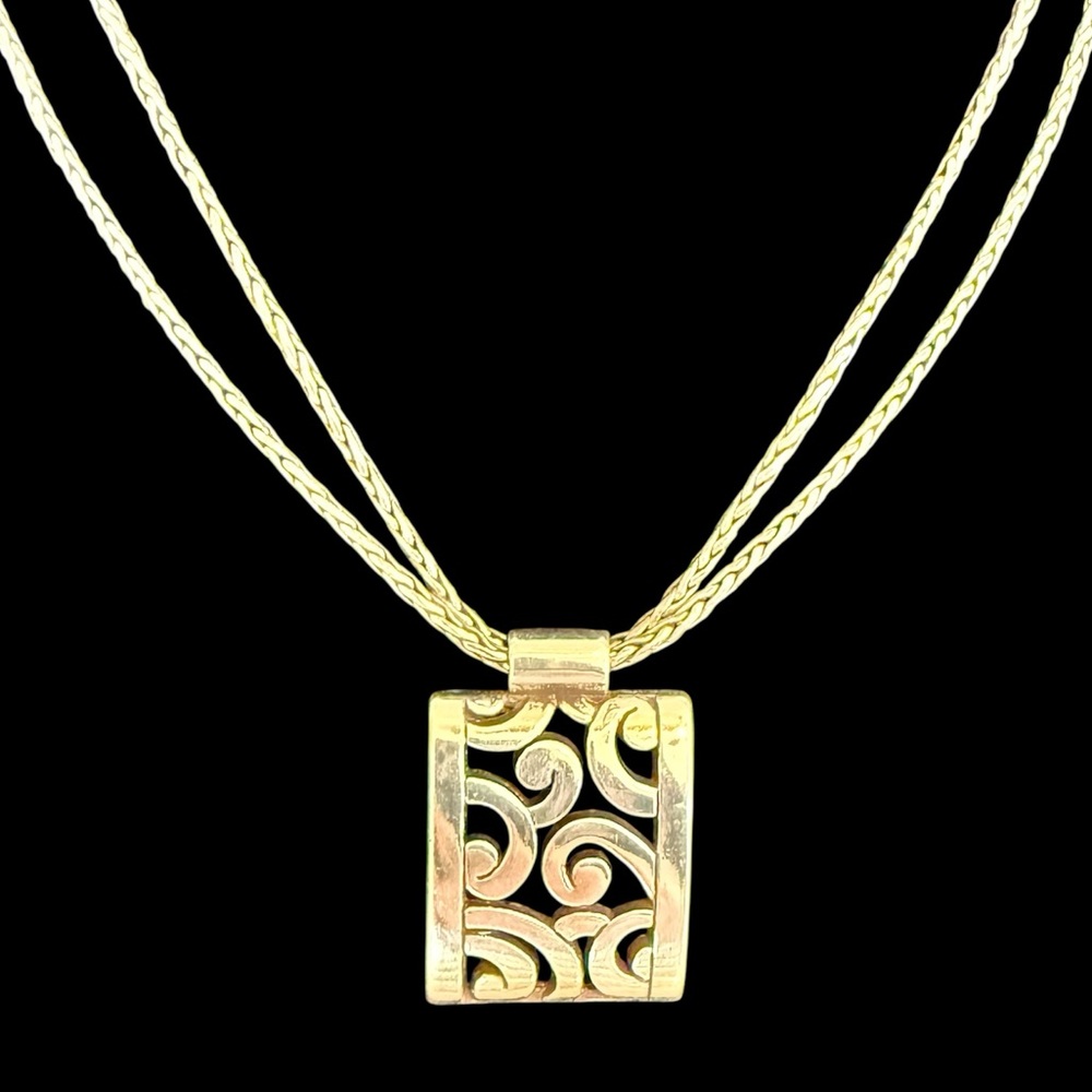 Brighton Deco Art Necklace Double Snake Chain Silver Plated